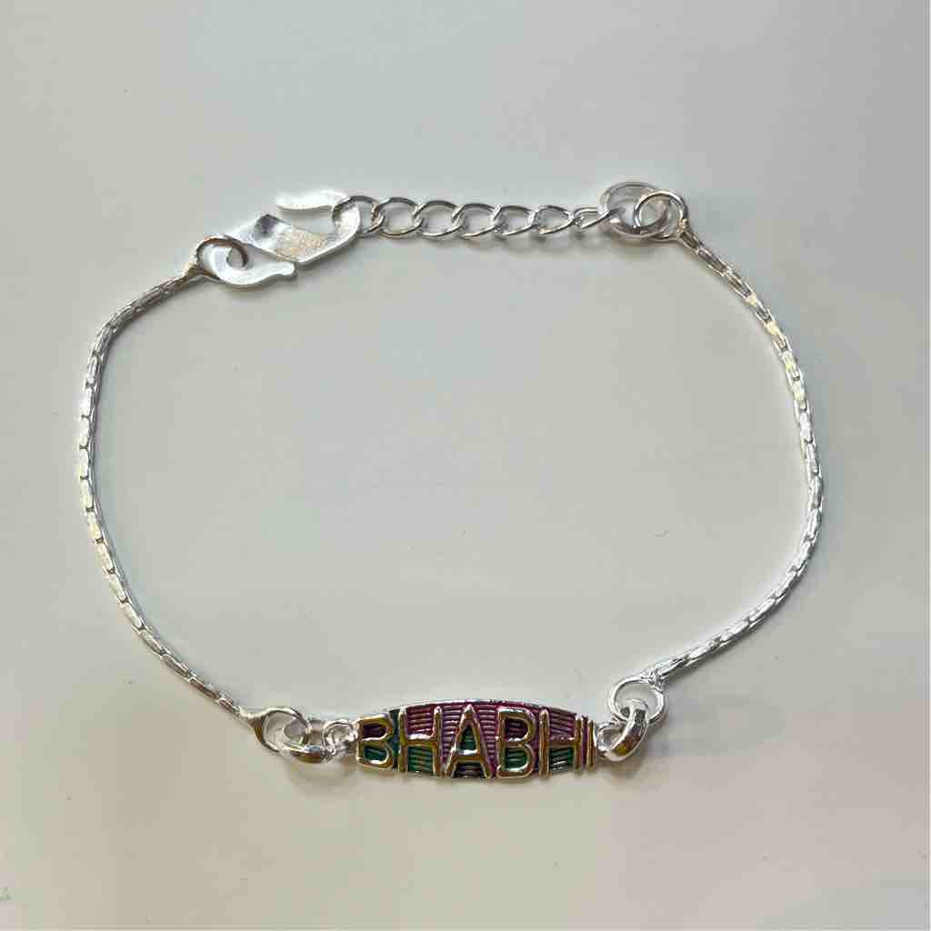 Silver Bhabhi Letter Design Pendant Rakhi