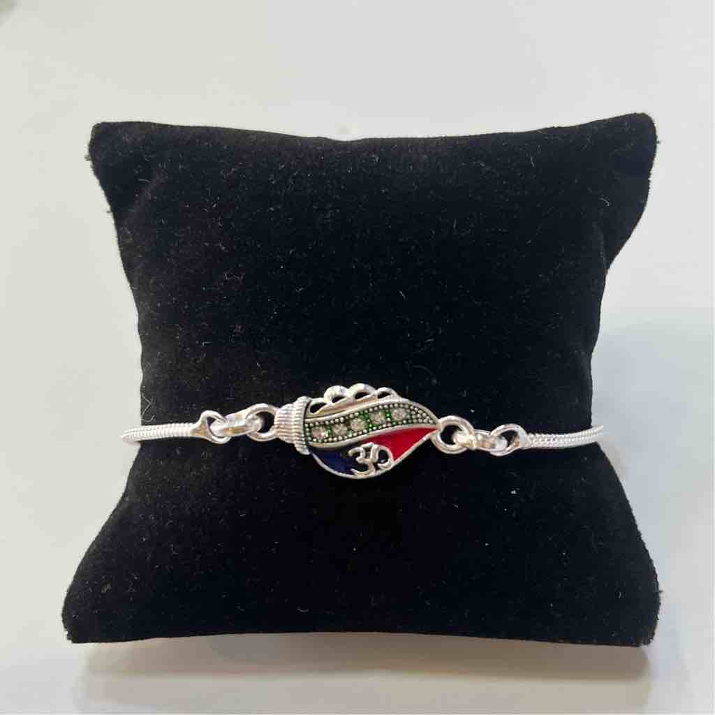 Silver Om ? Ganapti Design Fancy rakhi