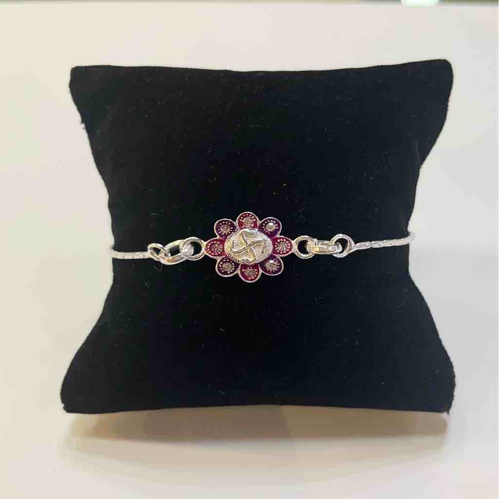 Silver Flower Design ????????? Pendant Rakhi