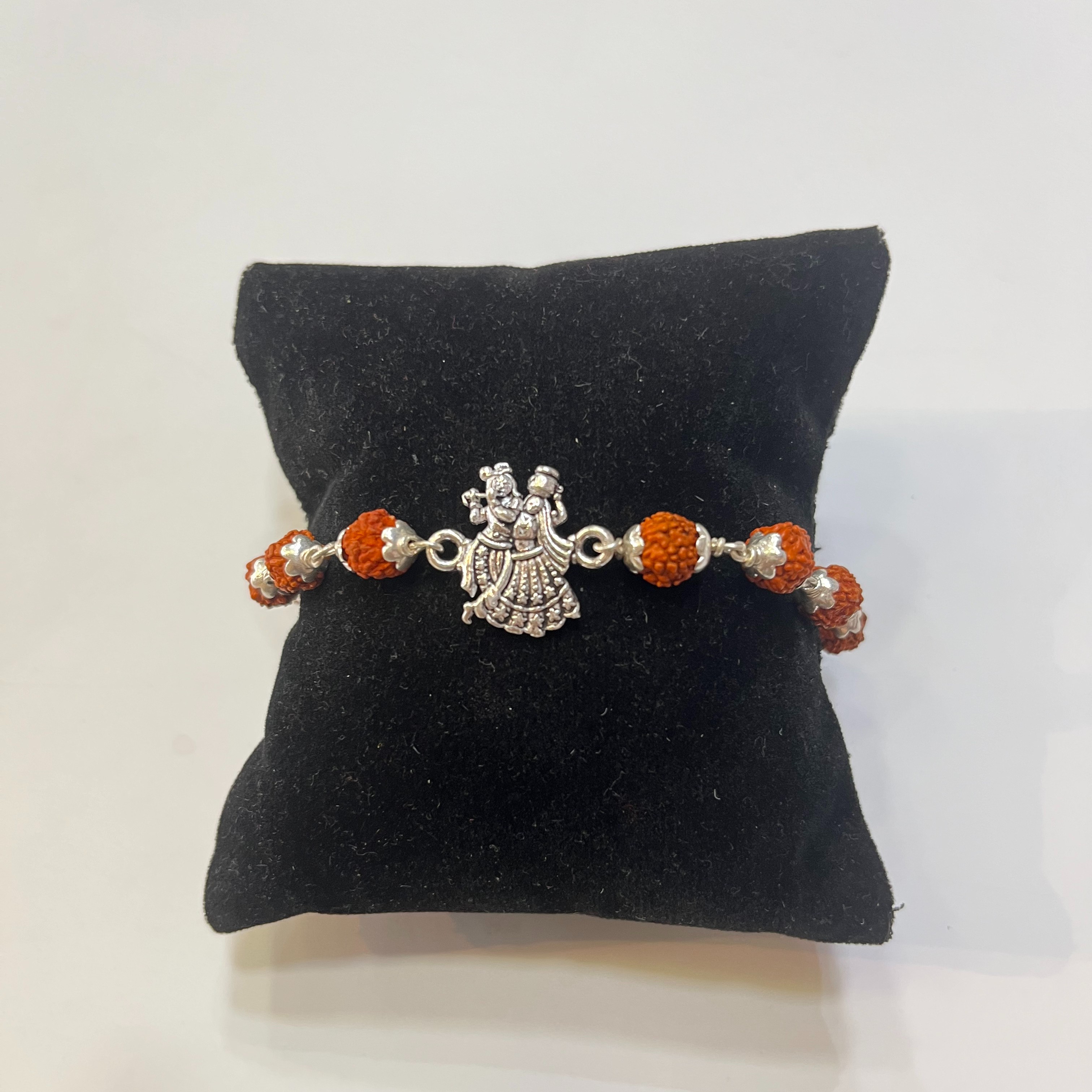 925 silver radha krishna design rakhi