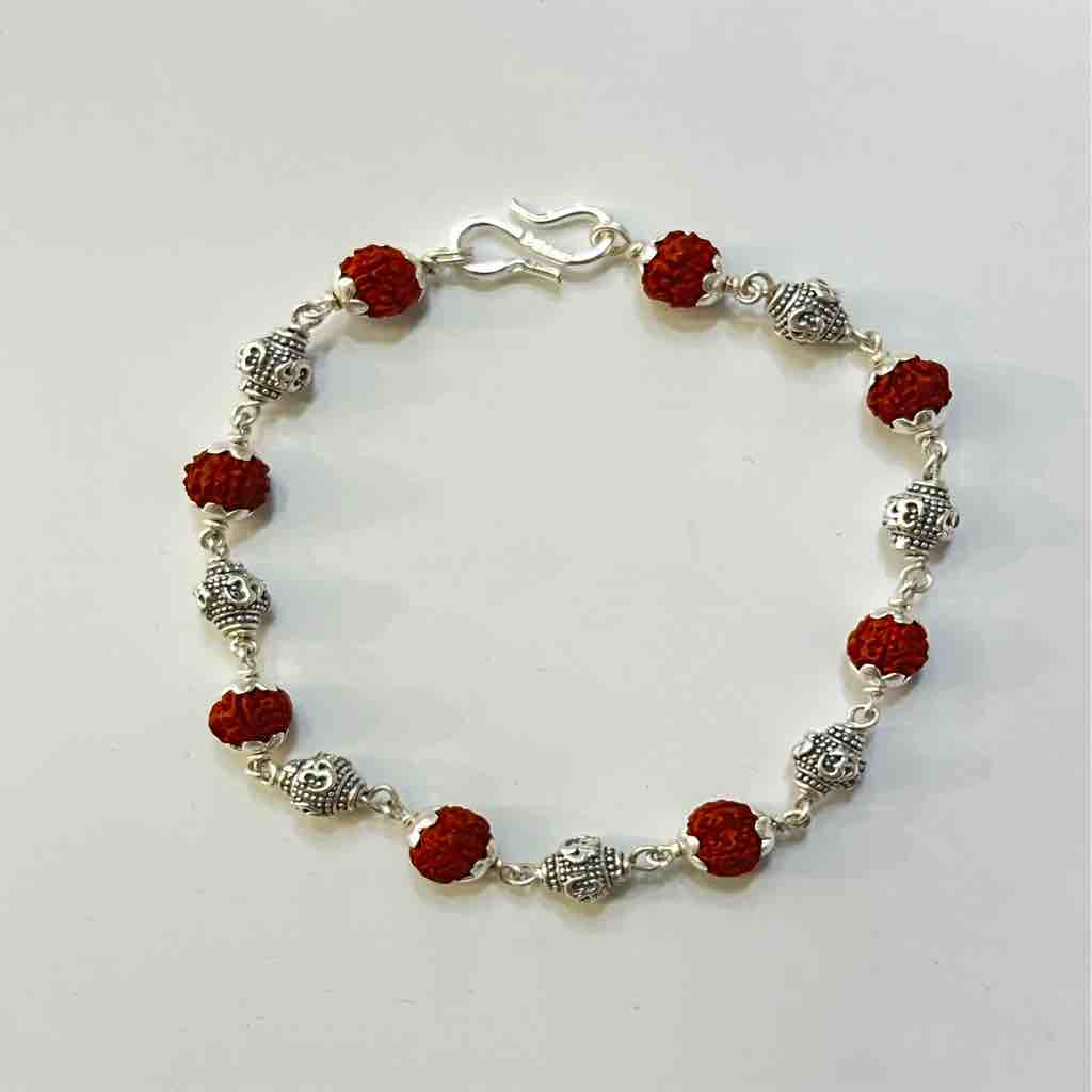 925 silver 1*1 rudraksh design rakhi