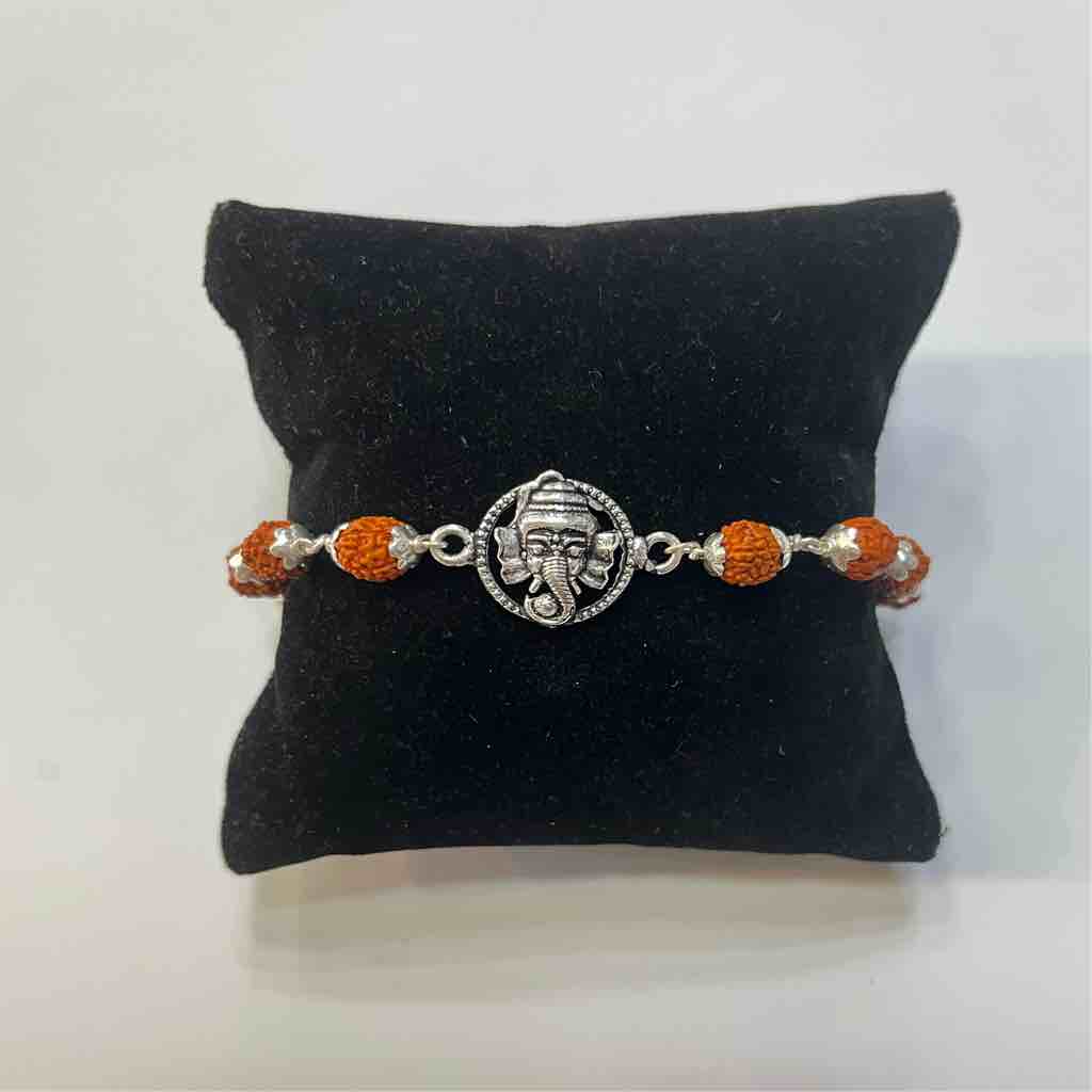 925 silver ganesh rudraksh rakhi
