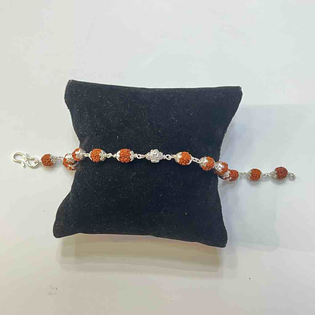 925 silver om beads rudraksh rakhi