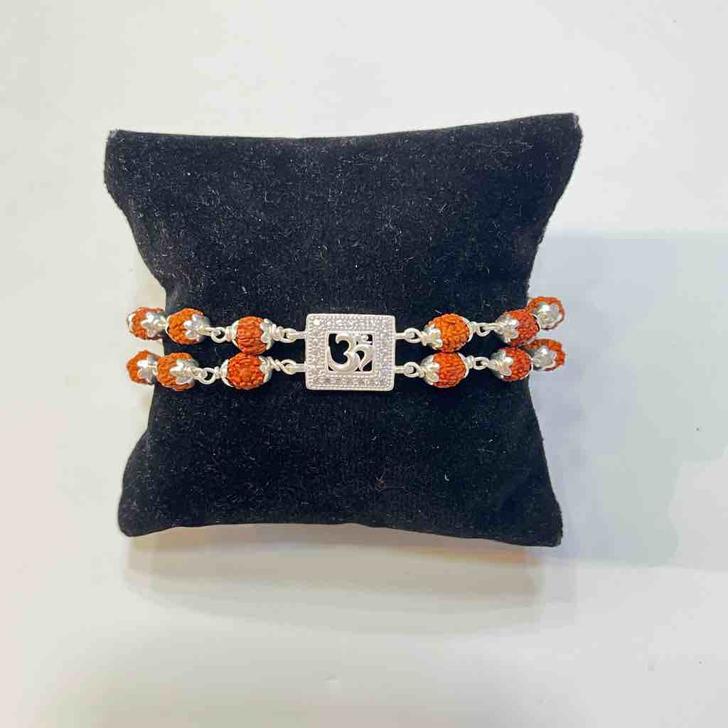 925 silver double line om design rakhi