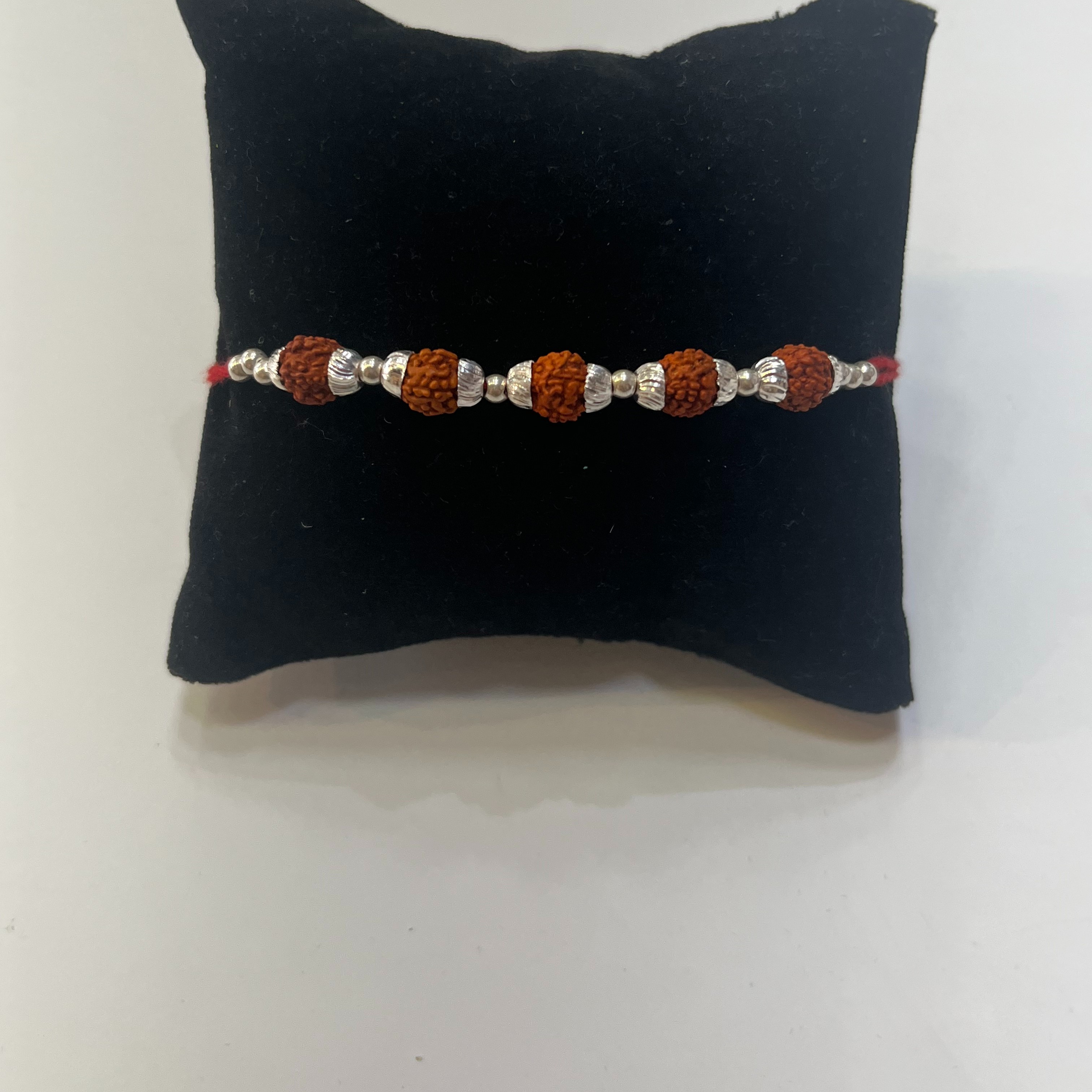 925 silver fancy five rudraksh rakhi