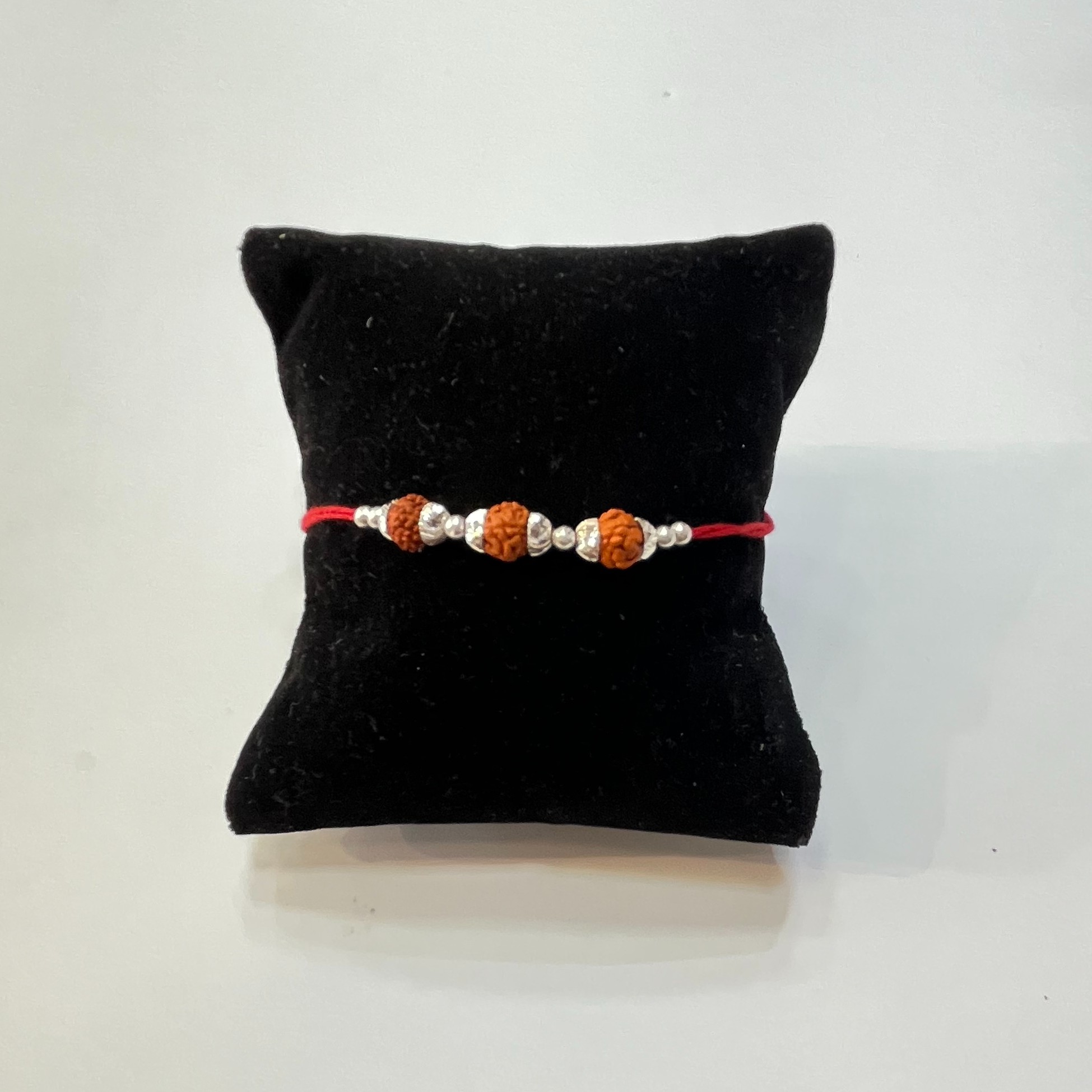 925 silver fancy three rudraksh rakhi