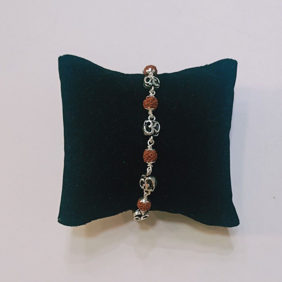 925 Silver Rudraksh Om Casting Rakhi