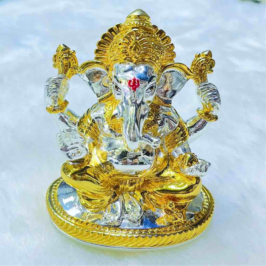 Silver and gold plated ganeshji