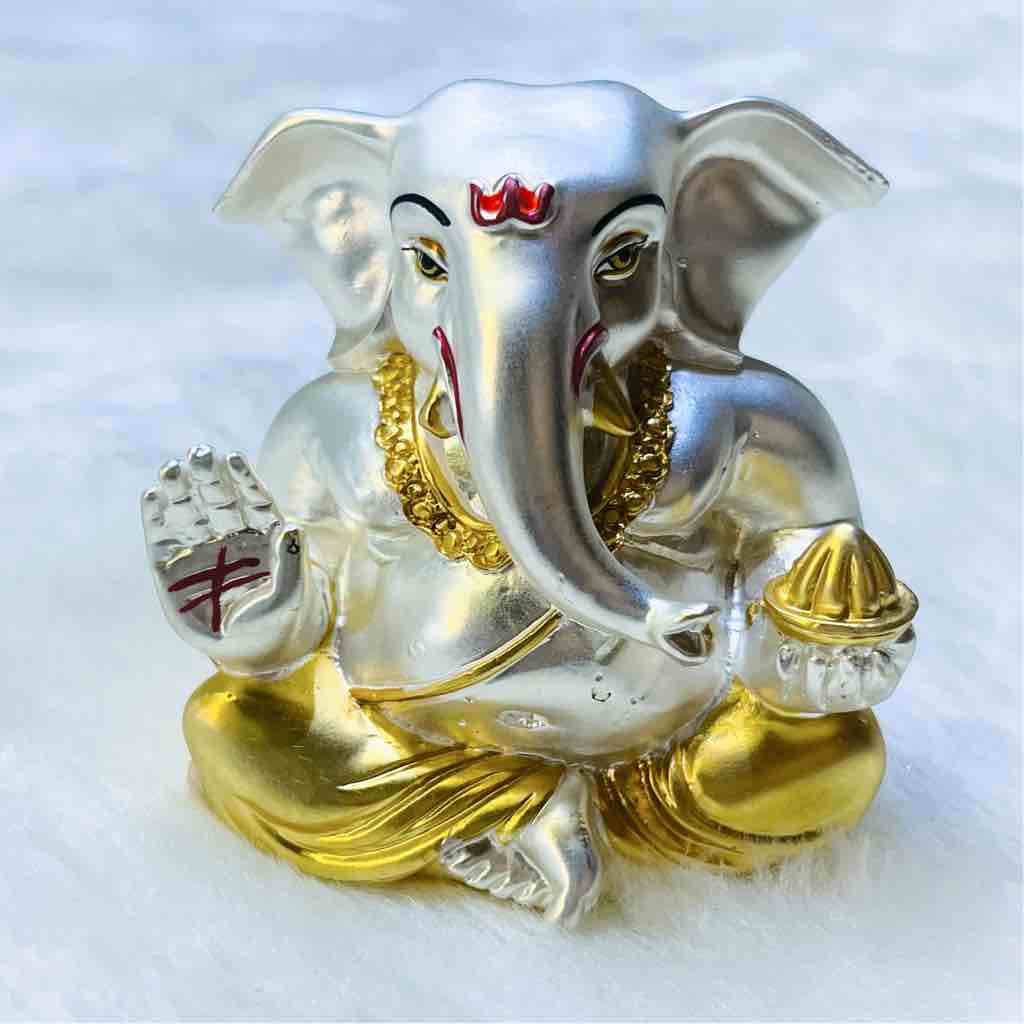 Silver plated colouring ganeshji