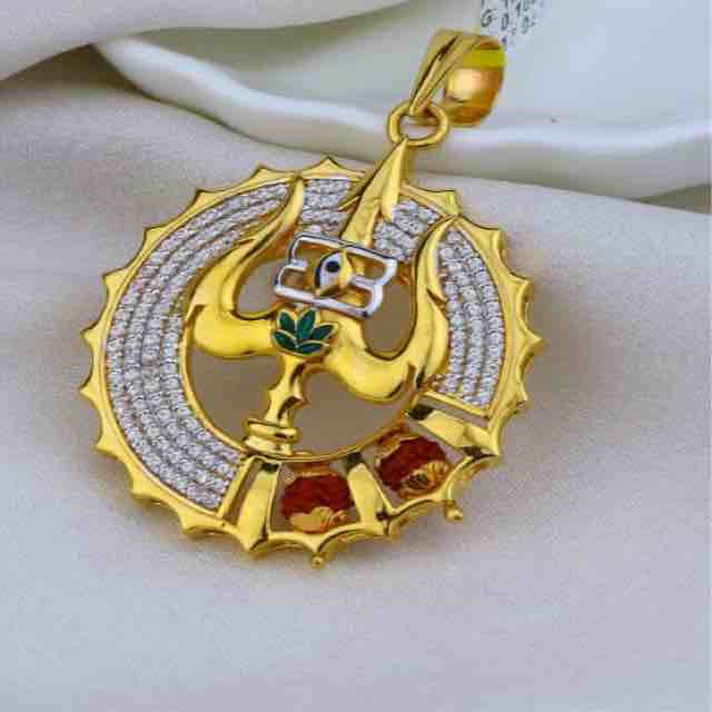 22k gold trishul mahakal gants heavy weight pendant