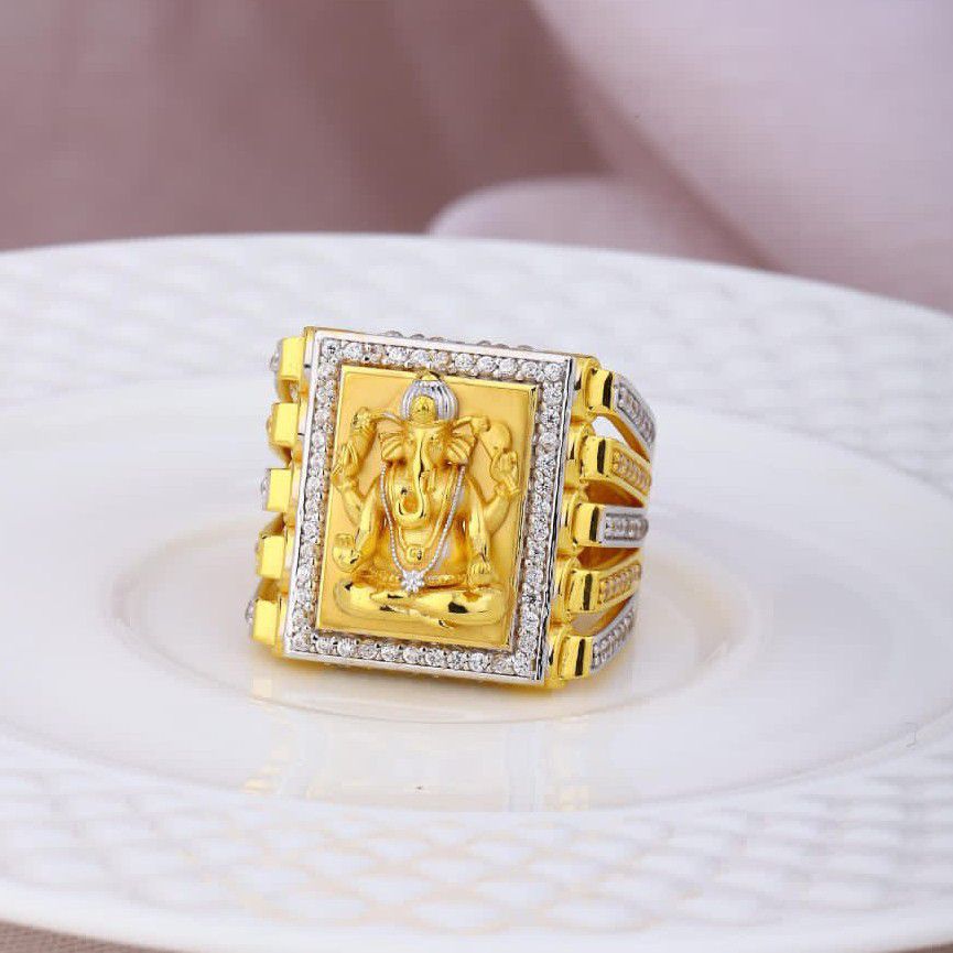 22k gold ganeshji heavy weight gents antique ring
