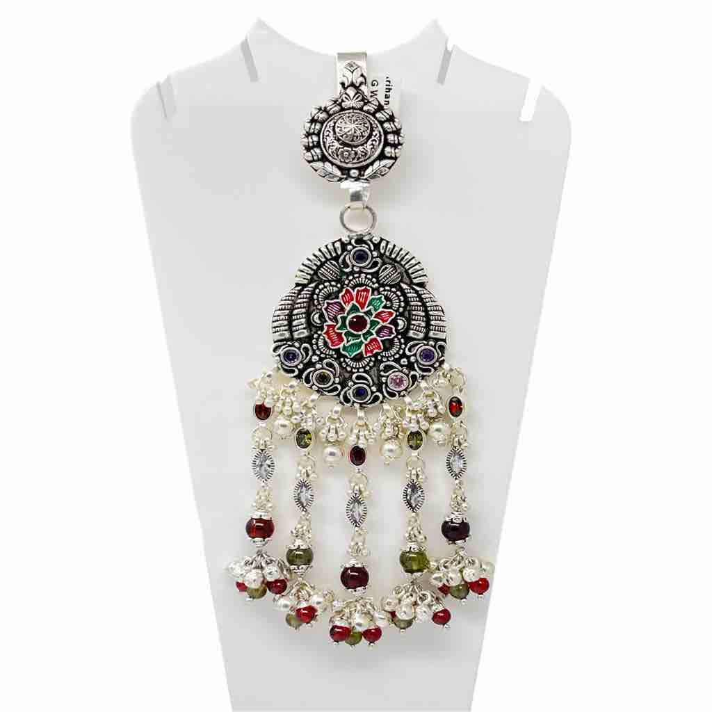 Silver bombay fancy heavy oxidised design judda (waist keychain)