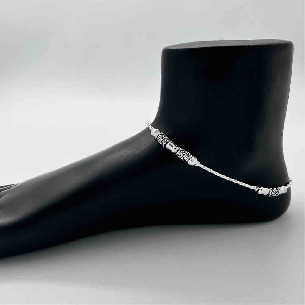 Silver Fancy Oxidised Design Bombey Payal