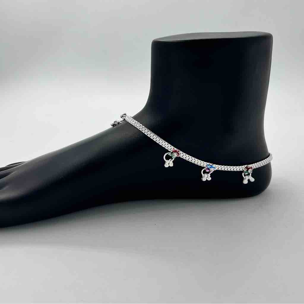 Silver  bombey fancy anklets