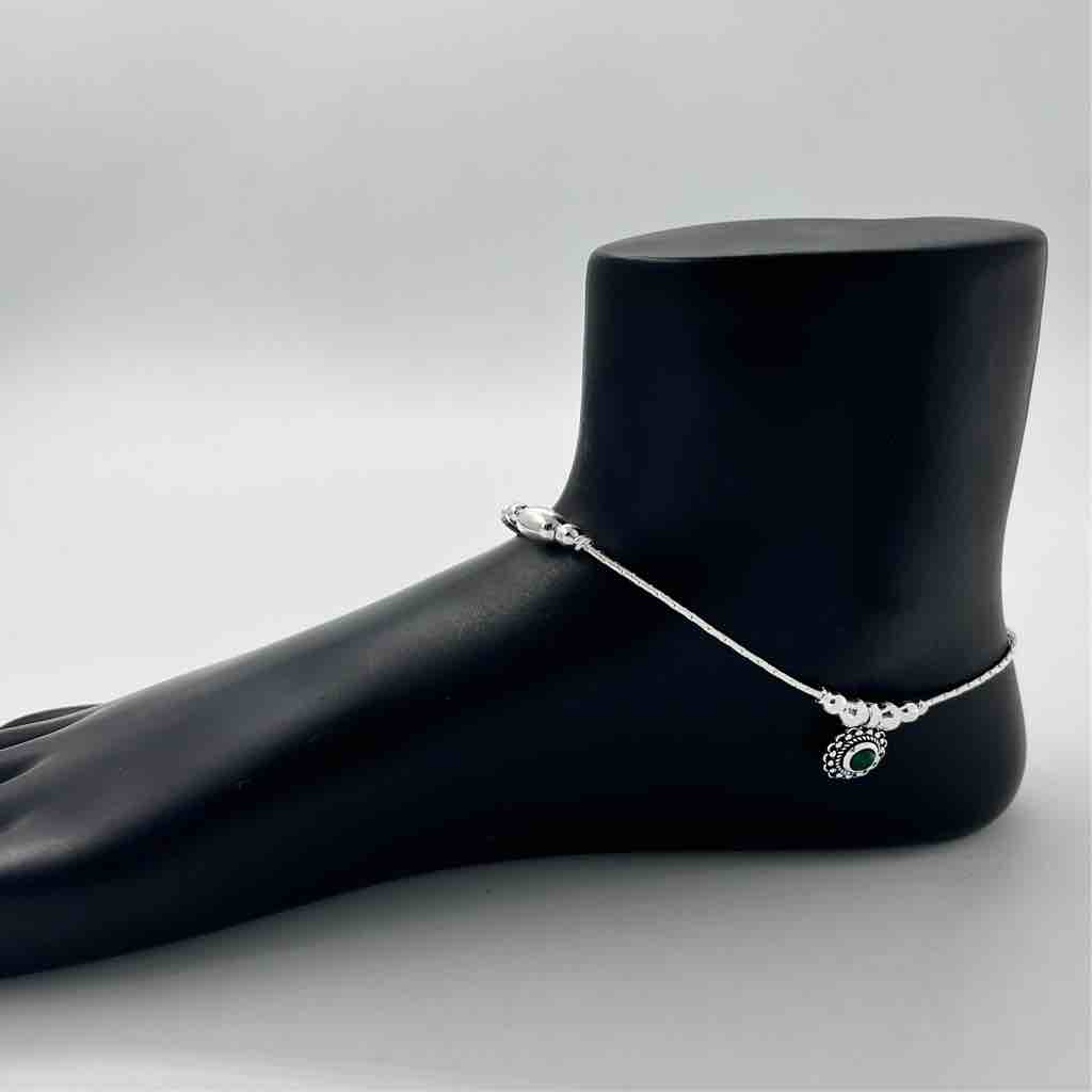 Silver Bombey Fancy Light Weight Anklets