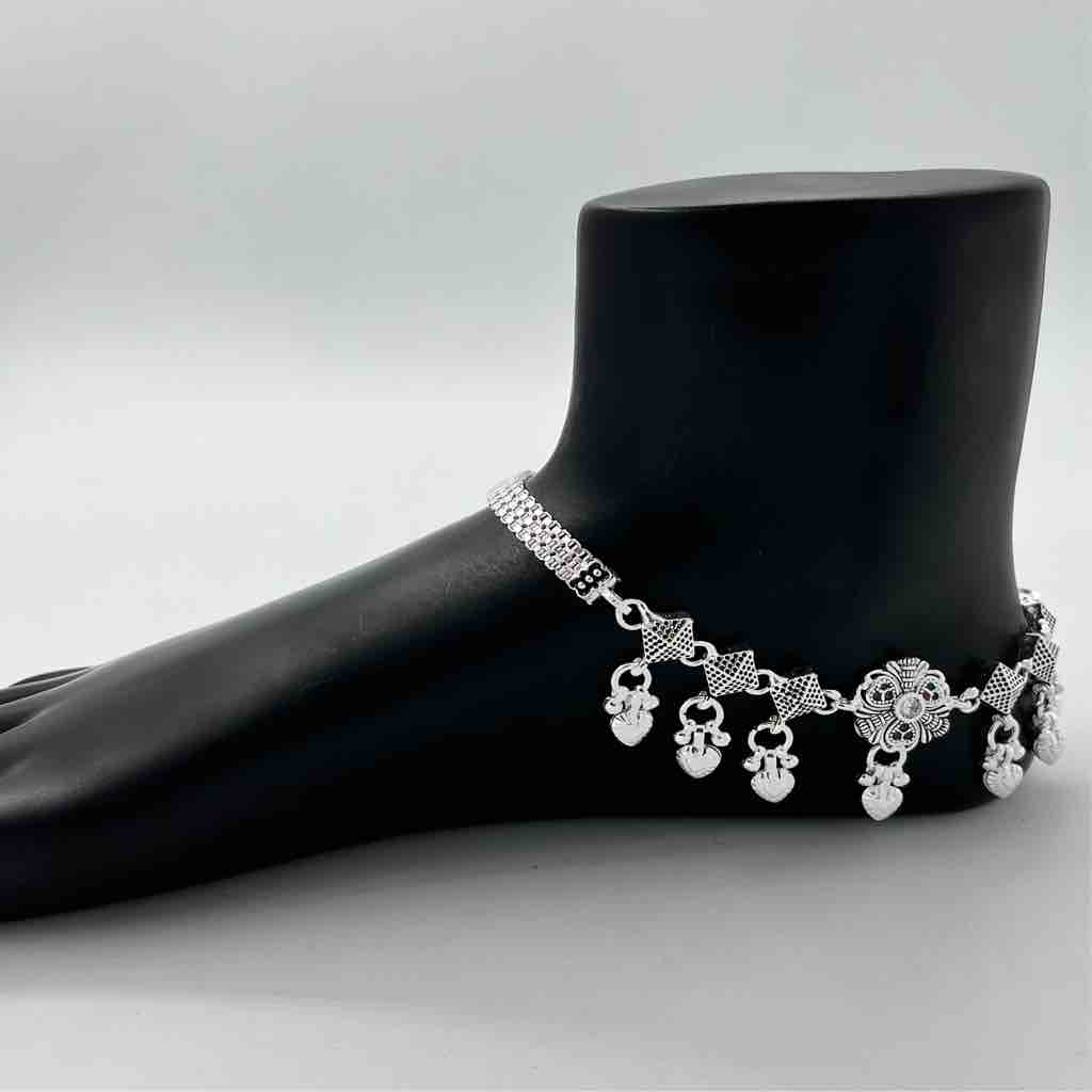 Silver Bombey Fancy Oxidised Design Payal
