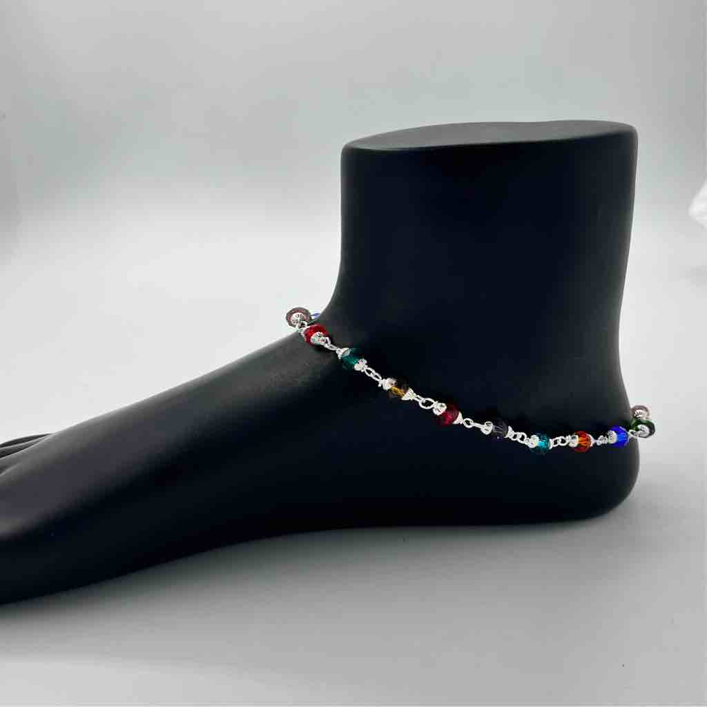 Silver Fancy Multi Colour Manka Payal