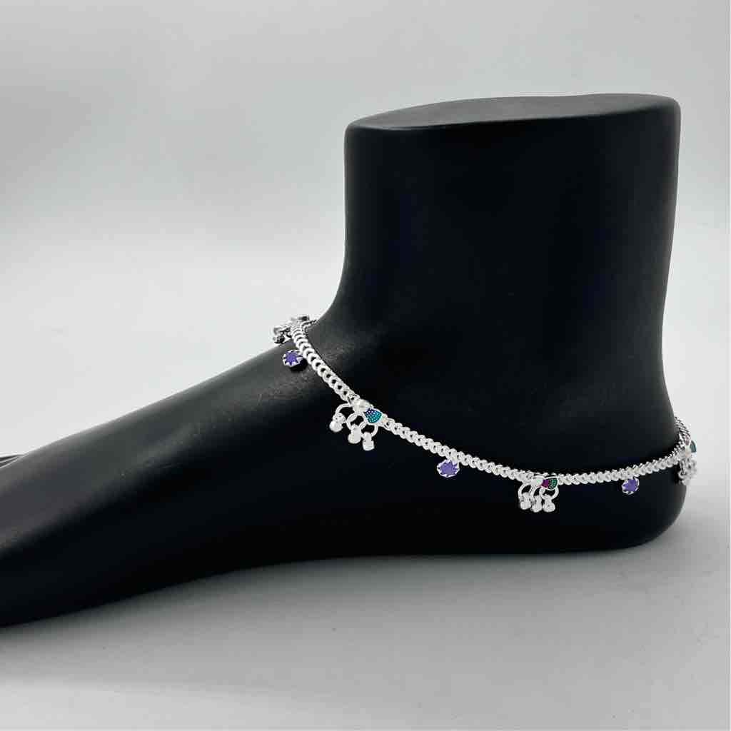 Silver  New Model Fancy Design Anklets