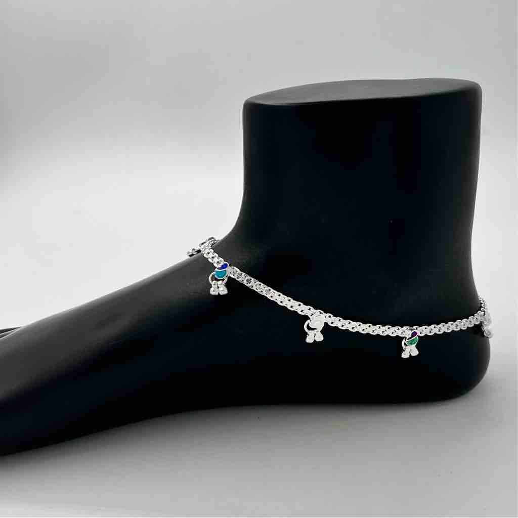 Silver Fancy Aagra Design Light Weight Anklets