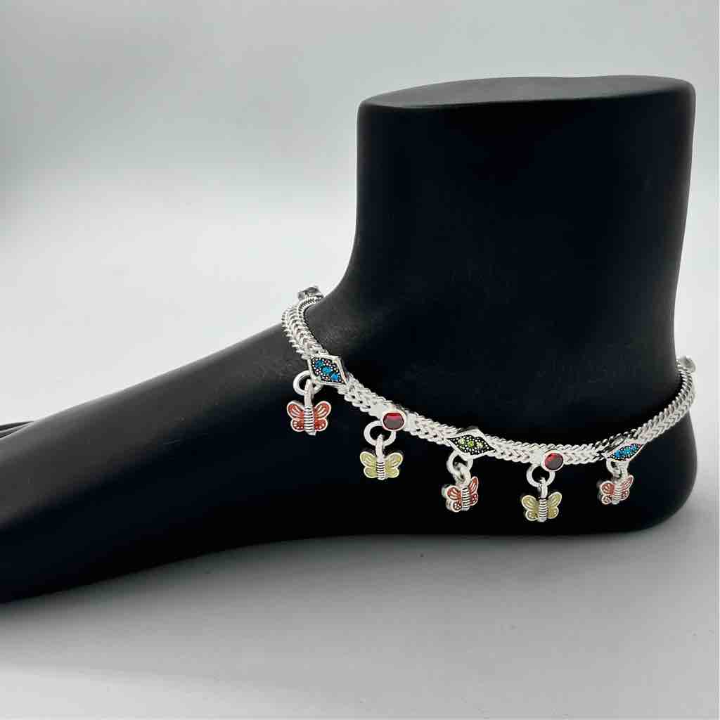 Silver Fancy Butterfly Design Payal