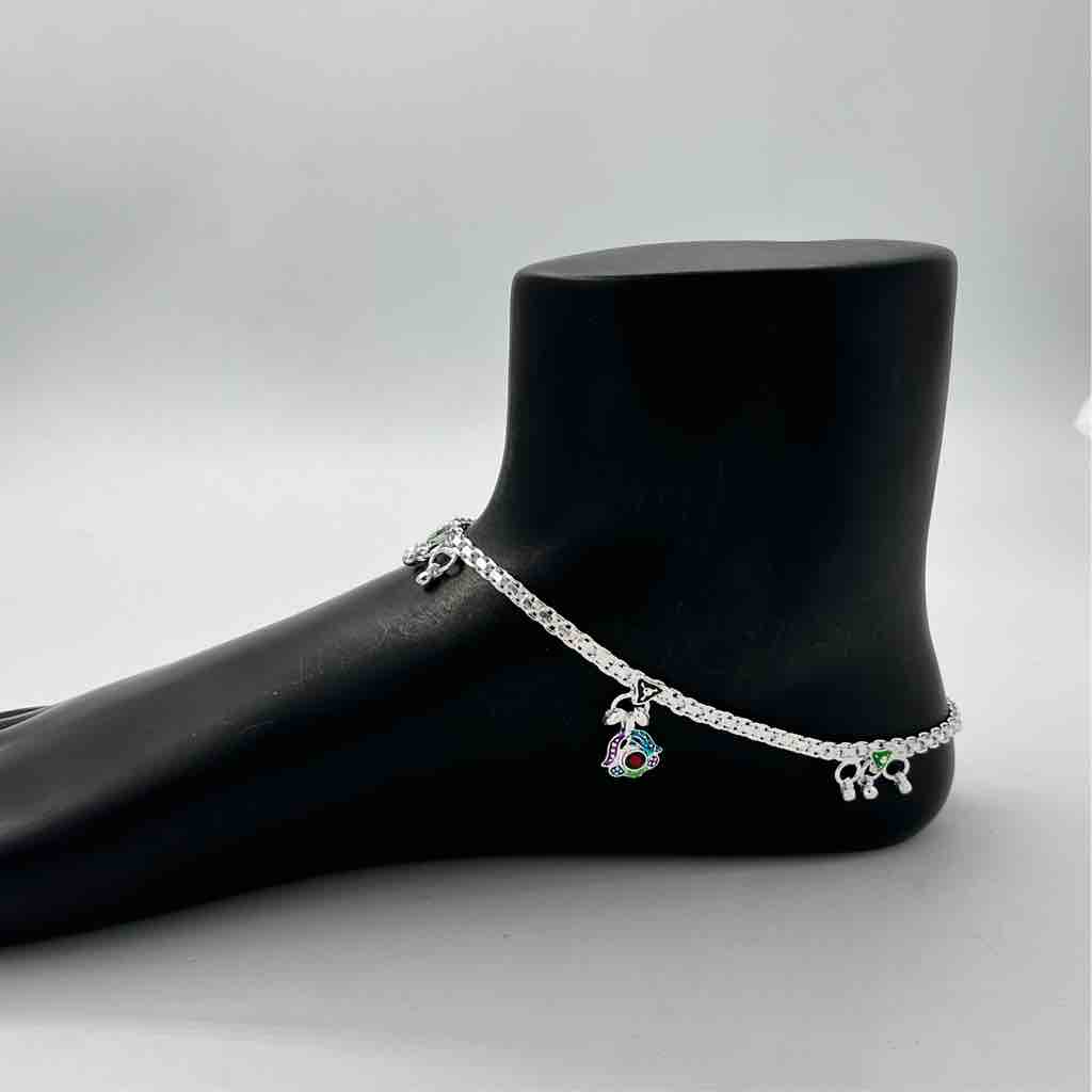 Silver Fancy Aagra Design Anklets