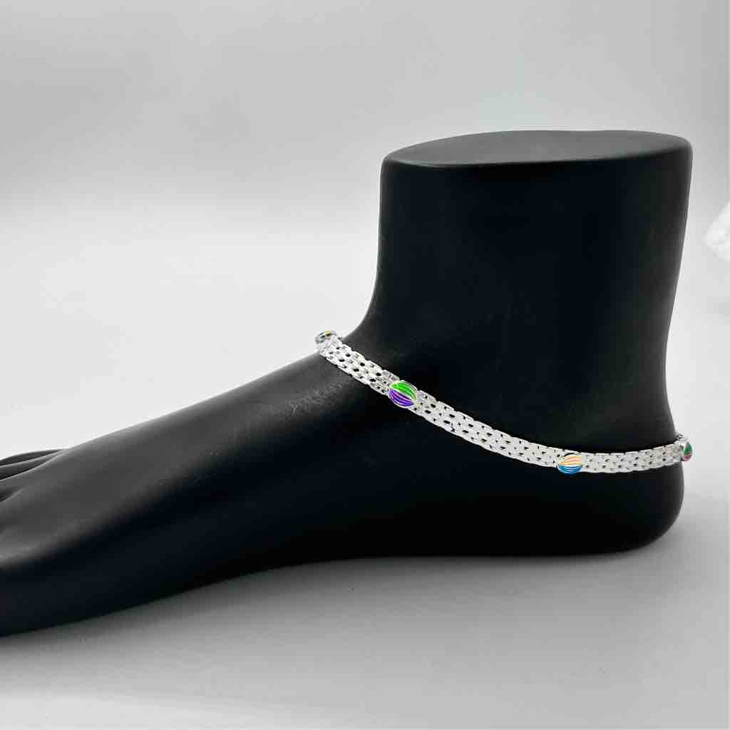Silver Aagra Fancy Plain Design Payal