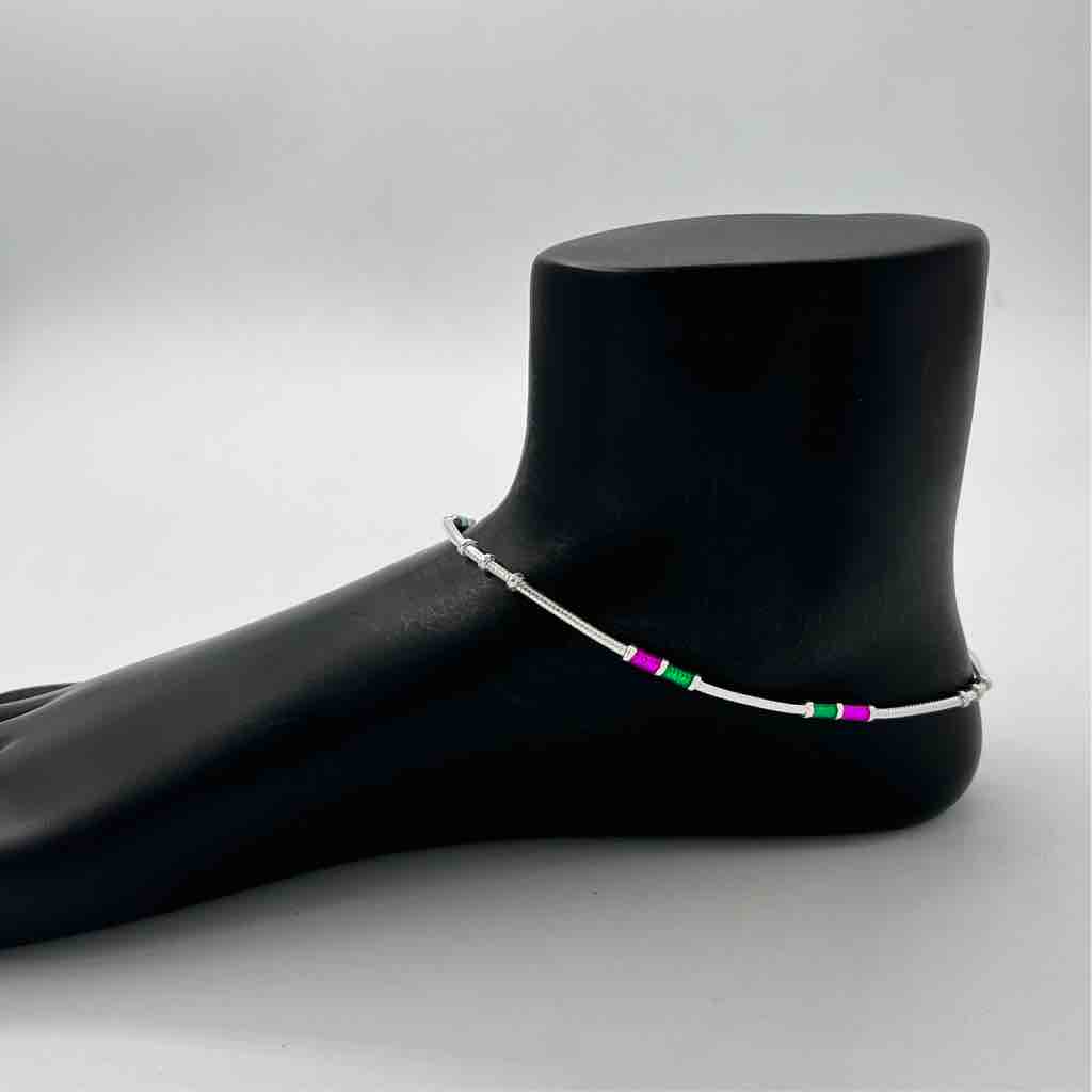 Silver Fancy Plain Light Weight Anklets