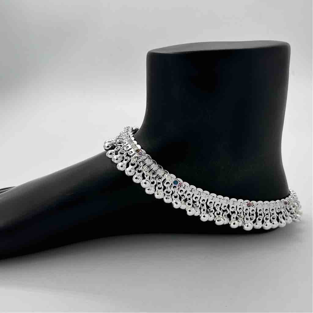 Silver Kismat Fancy Gugri Anklets