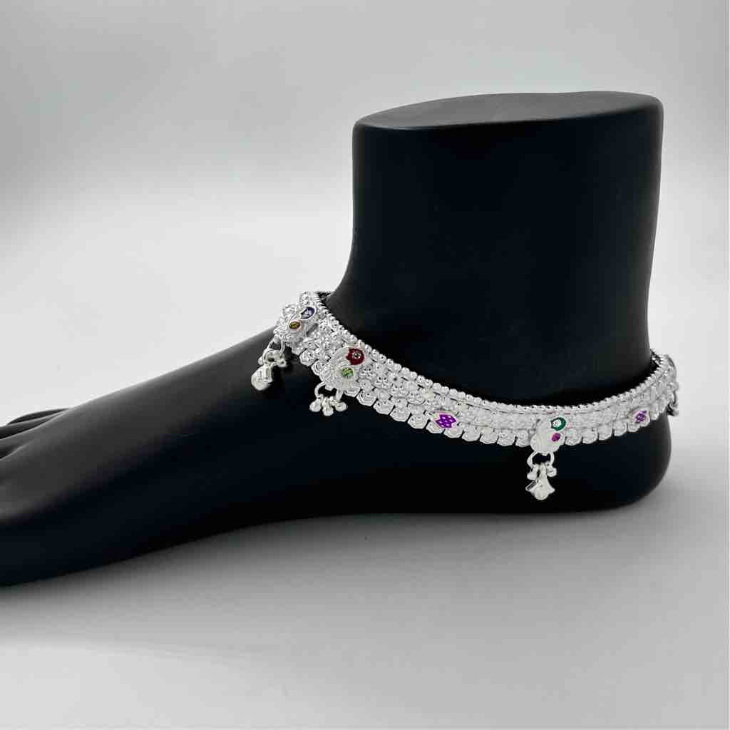 Silver Kismat Fancy Pola Patta Design Payal