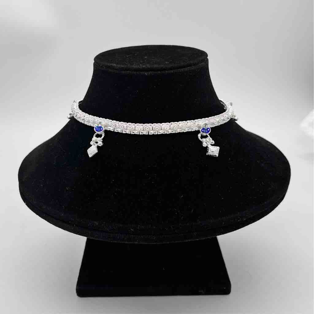 Silver kismat fancy rava design anklets