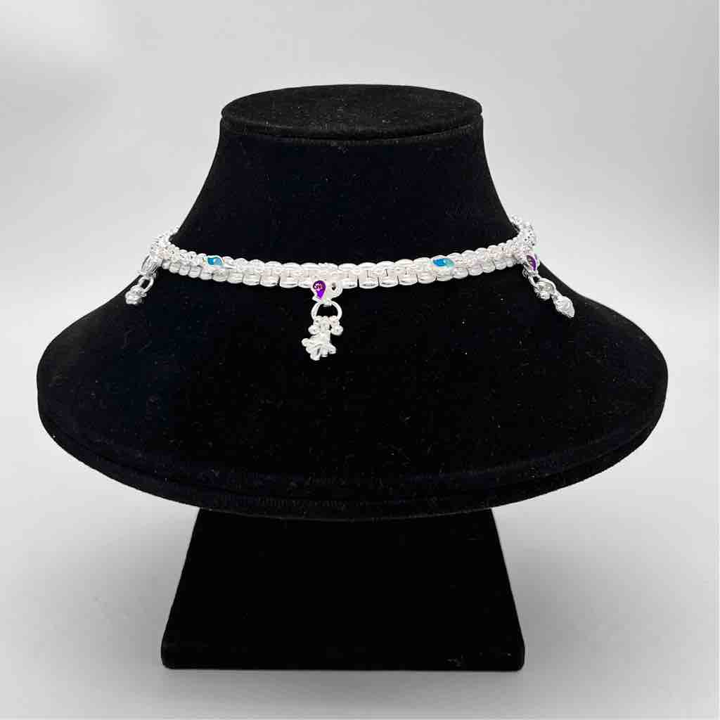 Silver Kismat Classical Design Anklets