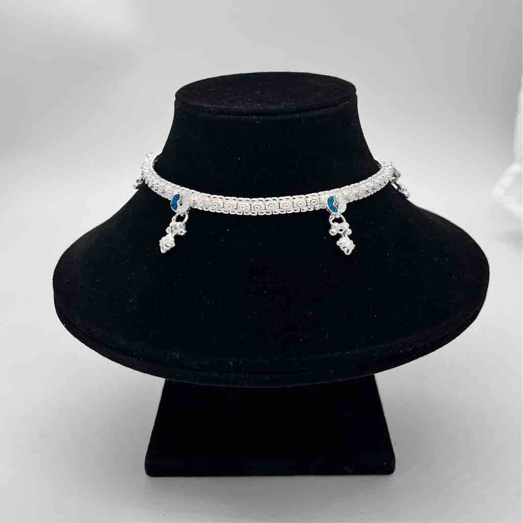 Silver Kismat Fancy Single Line Dal Design Anklets
