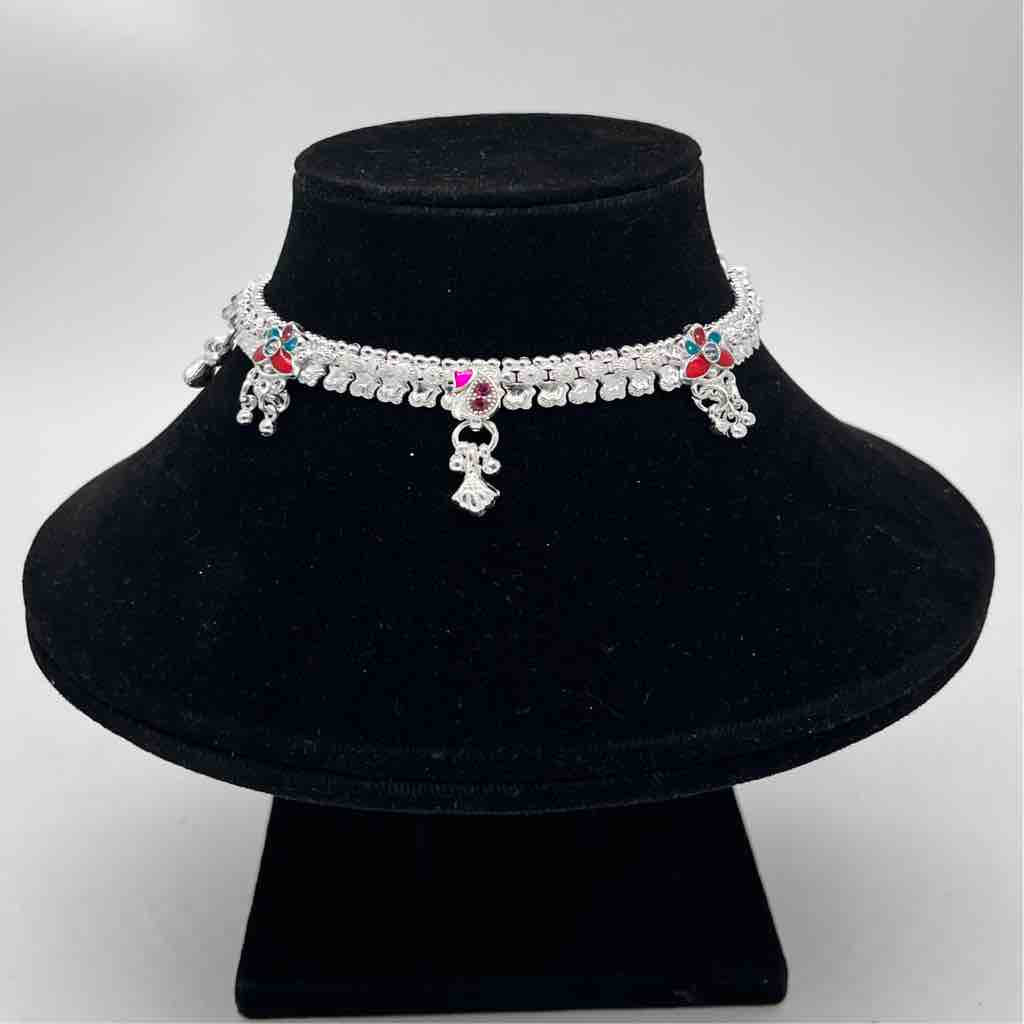 Silver Kismat Dal Design Fancy Anklets