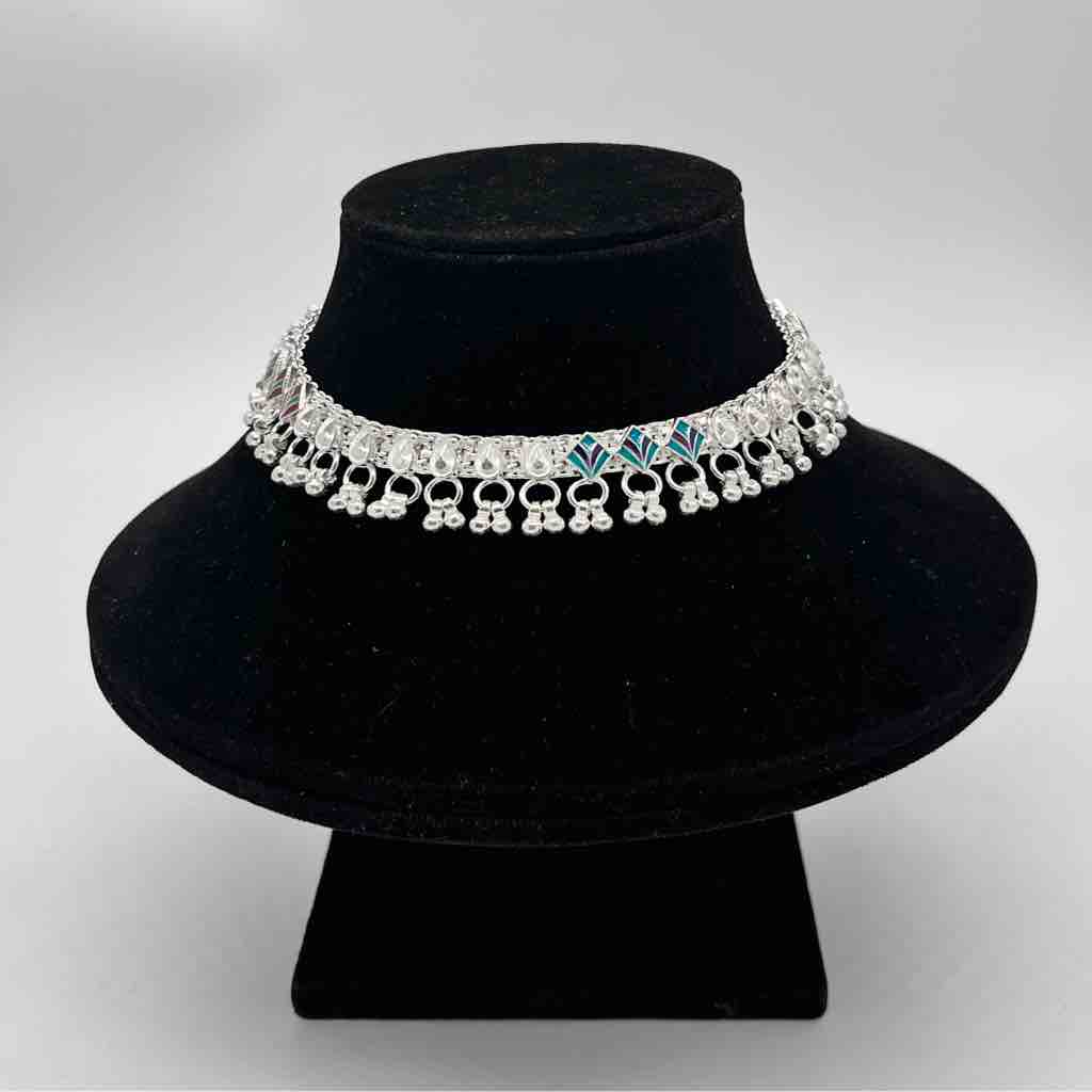 Silver Aagra Full Gugru Light Weight Design Payal