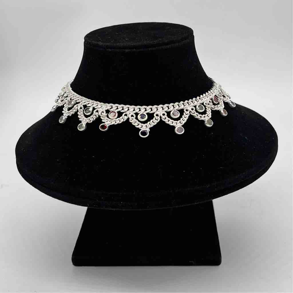 Silver Jodhpuri Multi Colour Fancy Jull Design Payal