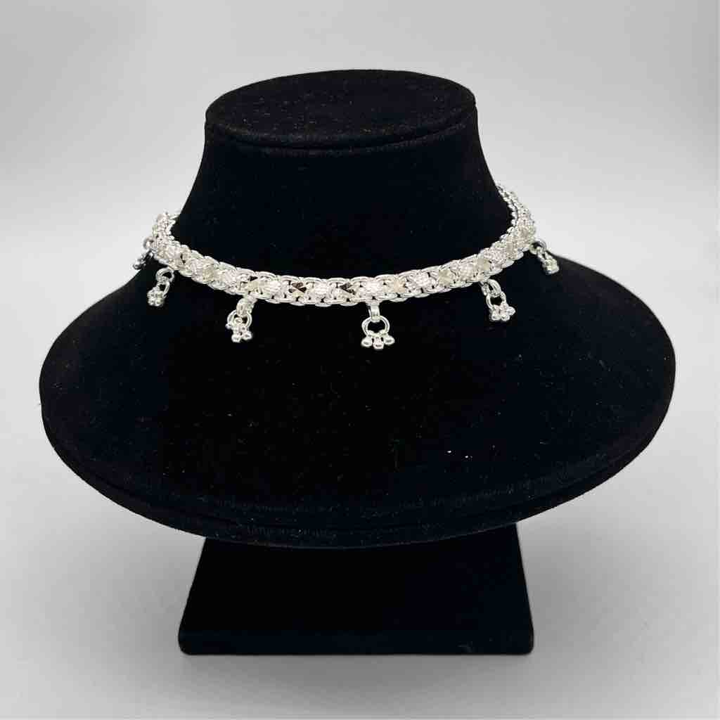 Silver Jodhpuri Gungri Light Weight Design Anklets