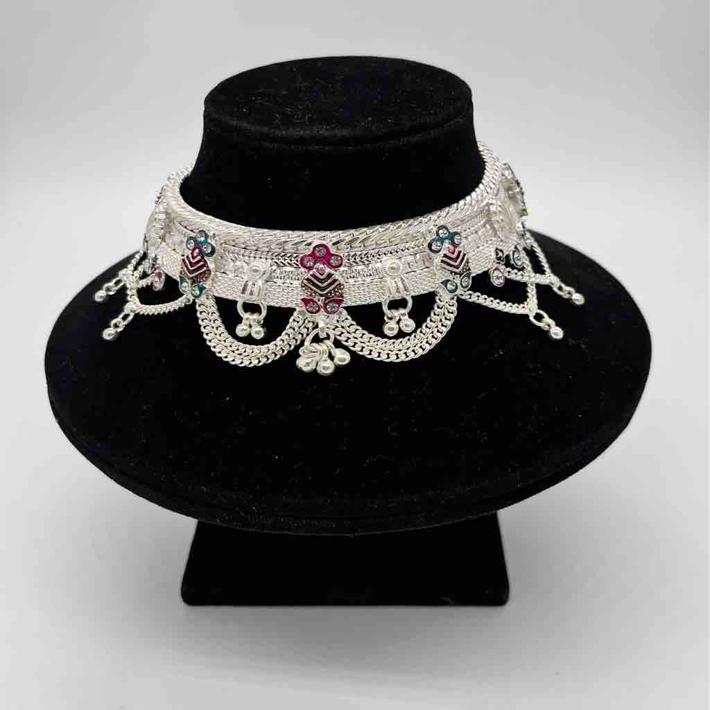 Silver fancy ahmedabadi anklets