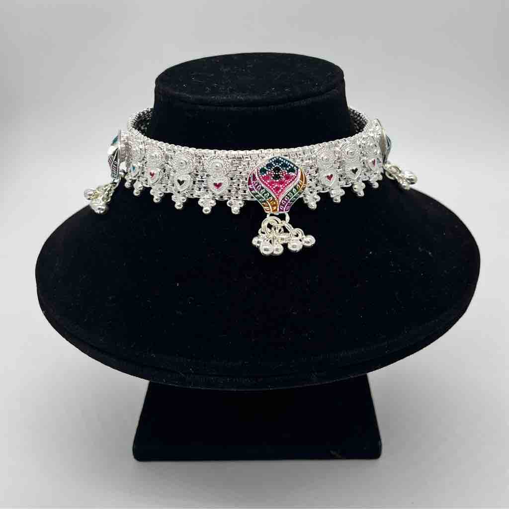 Silver Fancy Aagra Ptta Anklets