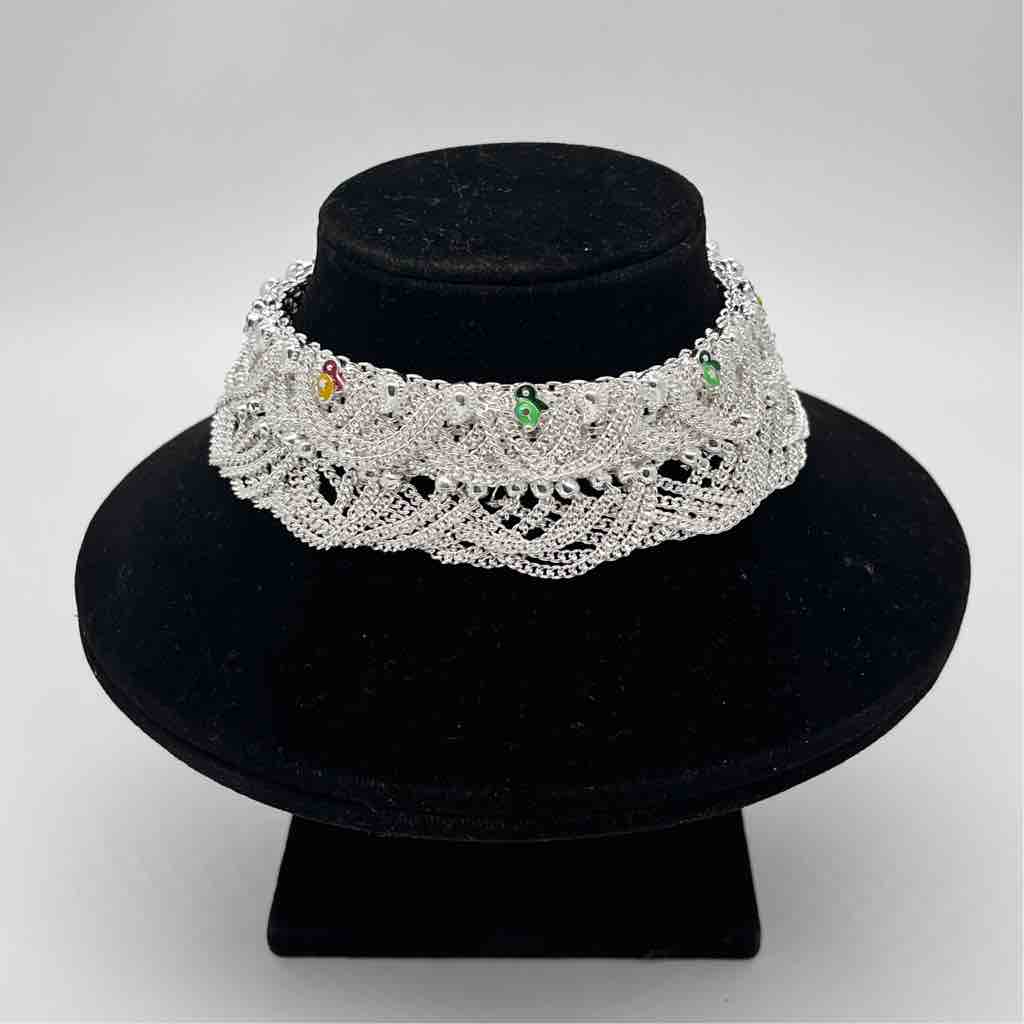Silver Fancy Aagra Jull Design Anklets