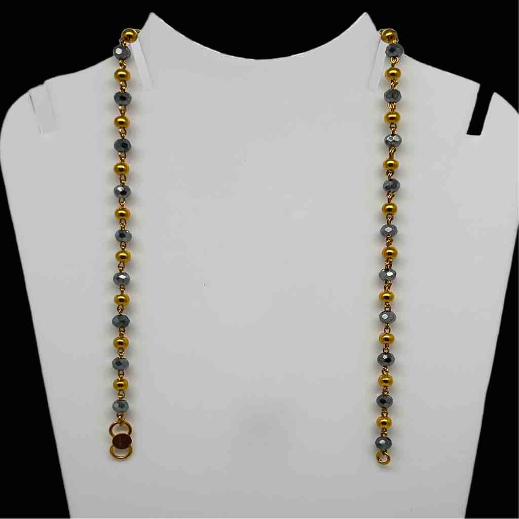 916 Gold 1*1 Black Moti And Gold Manka Design Najriya