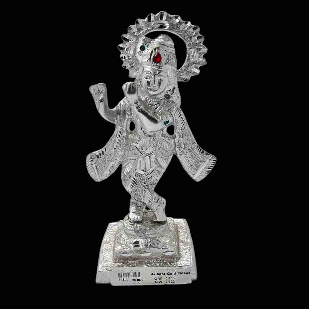 Silver plated  Single Krishna Ji Idol