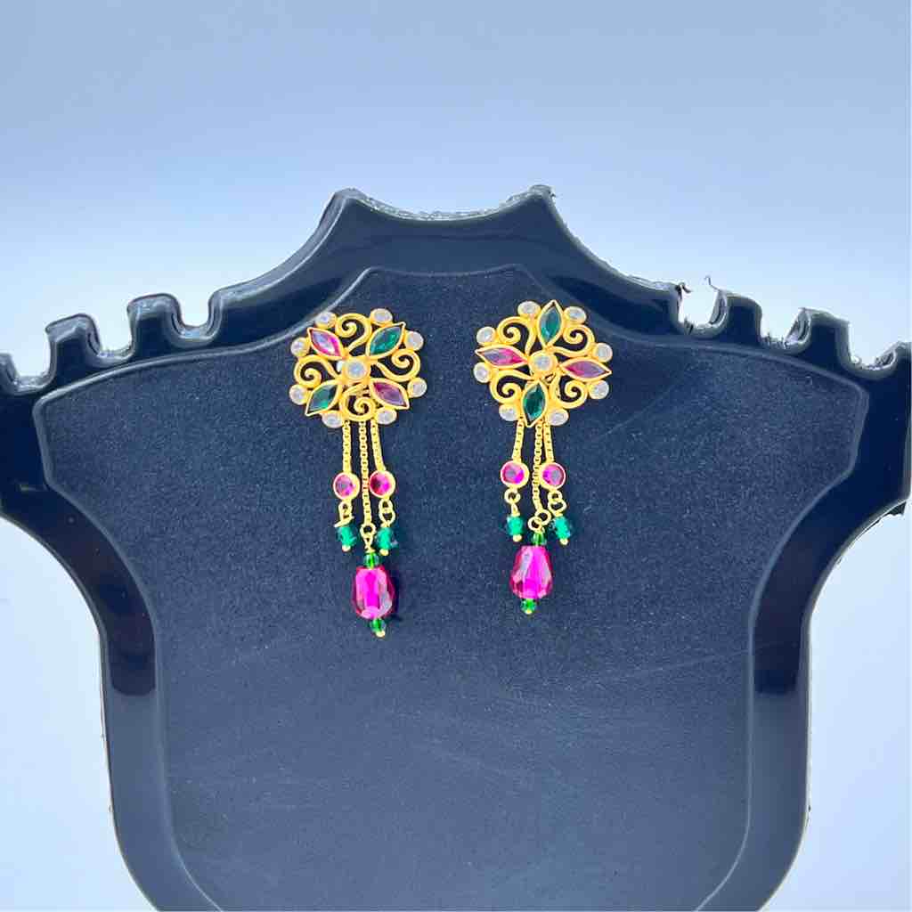 18k Gold Multi Diamond Earrings