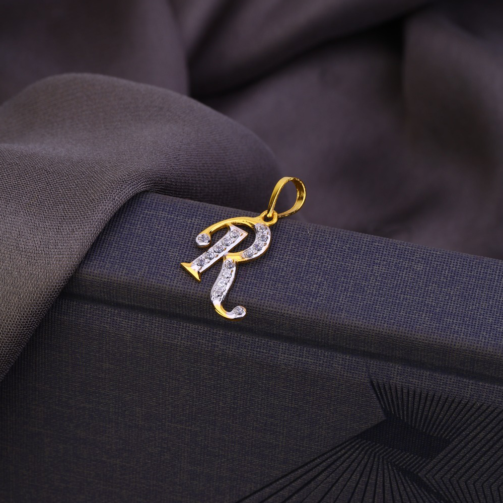 18k  Gold R letter Design Pendant