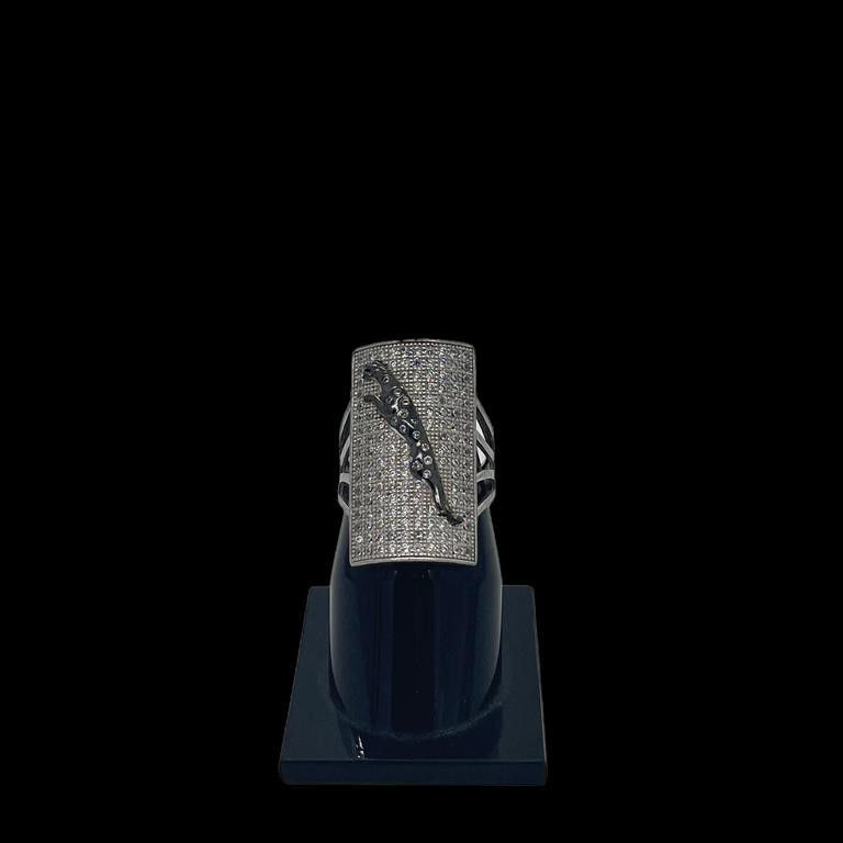 925 Sterling Silver Tiger Design Gents Ring