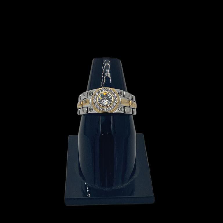 925 Sterling Silver Gents Antique Design Diamond Ring