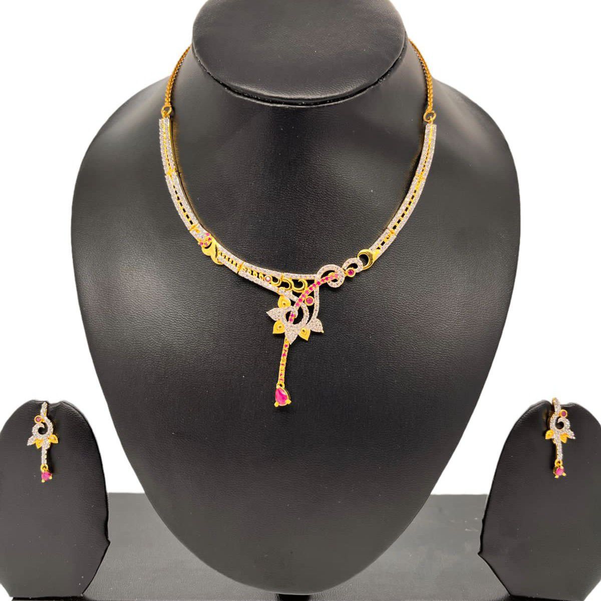 999 Gold Plated Diamond Necklace Set