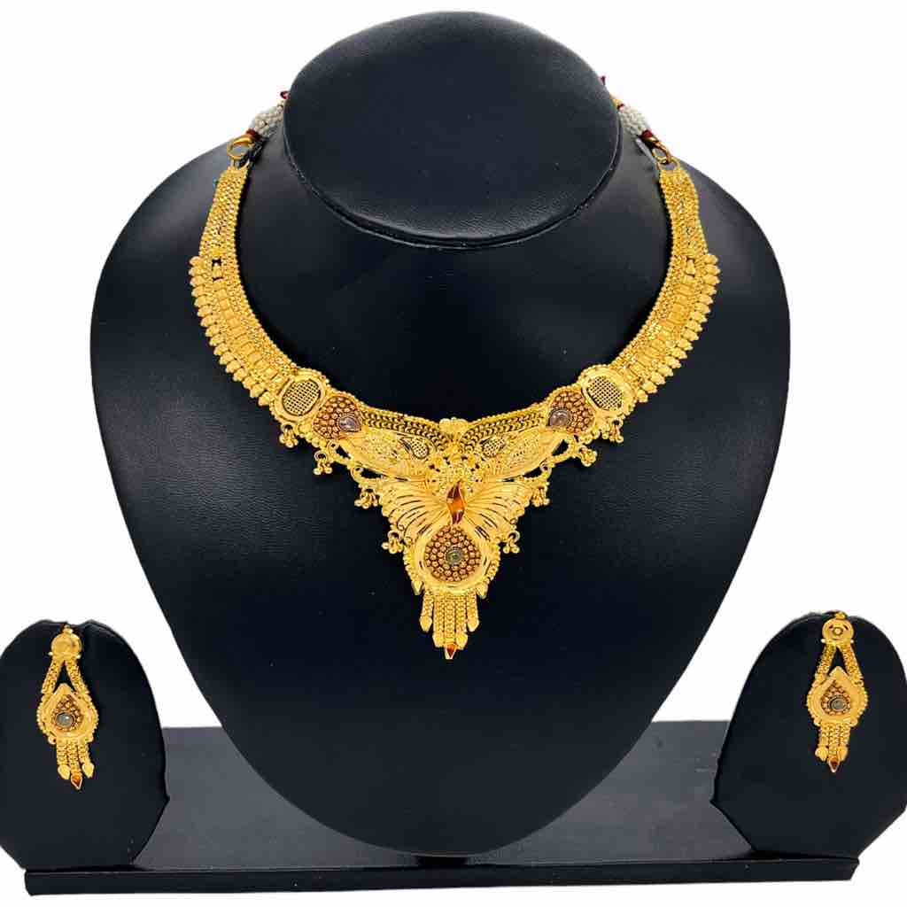 999 Gold Plated Fancy Short Necklace