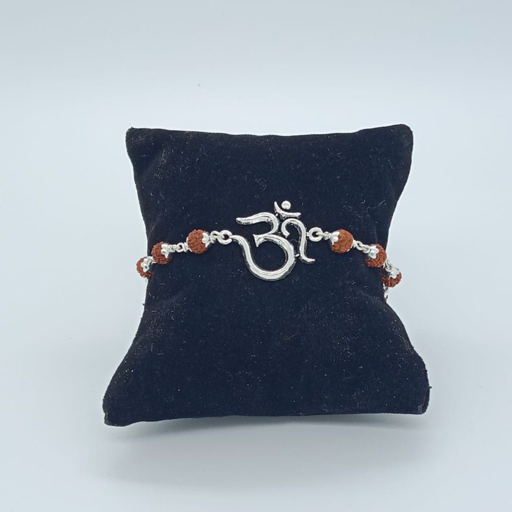 Big Om Design In Silver Rakhi