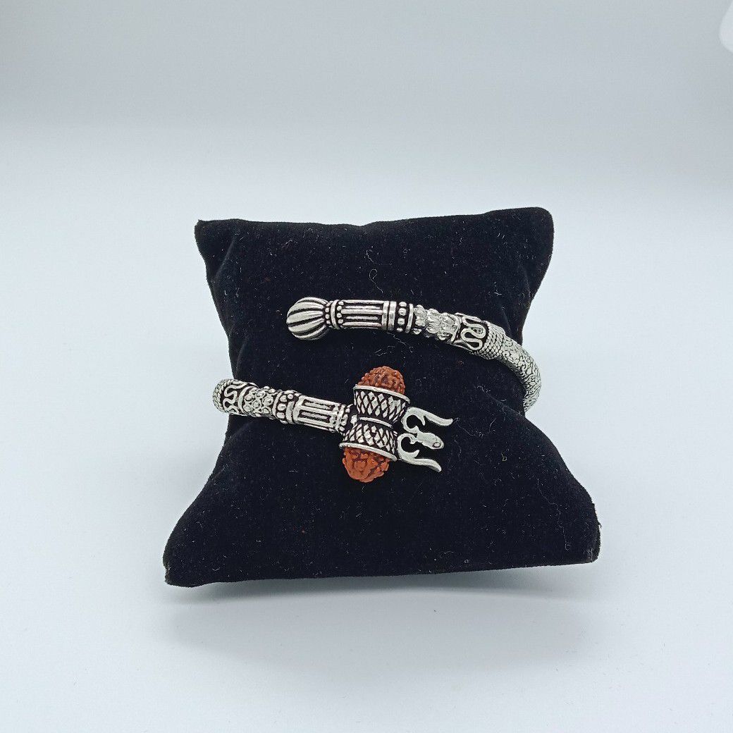 925 Silver Mahakal Rudraksh Fancy Kada