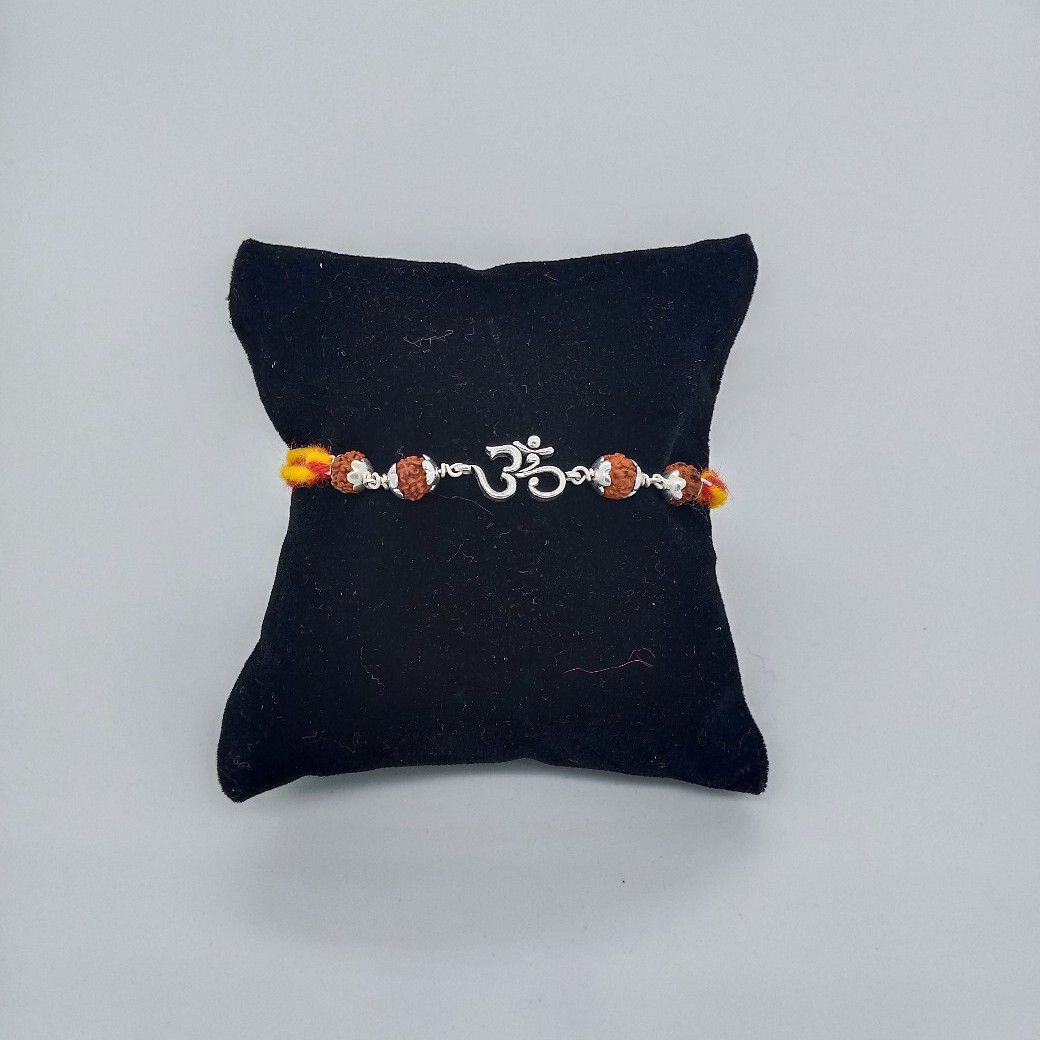 Silver Antique Om Rakhi